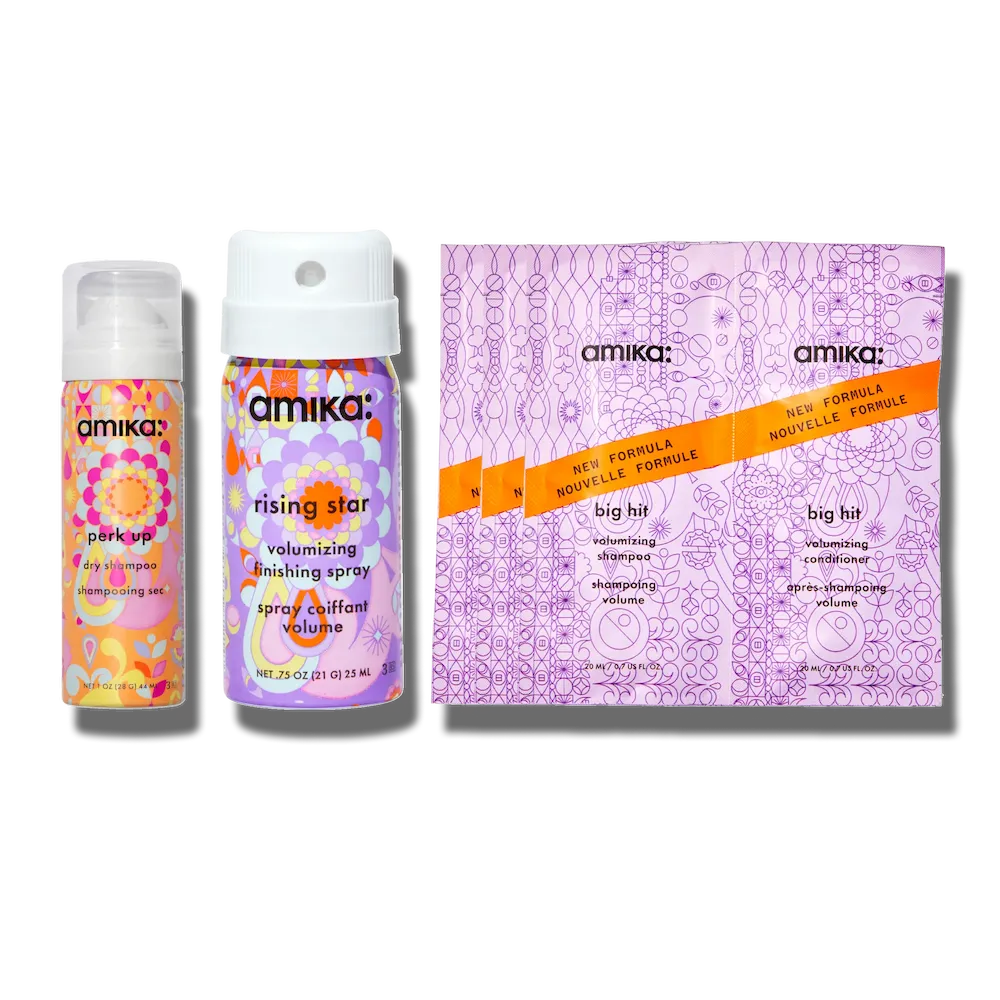 volume trial kit big hit volumizing shampoo, conditioner, rising star volumizing finishing spray+ perk up dry shampoo