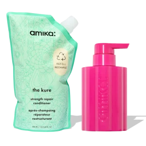 the kure strength repair conditioner forever friend bottle + pouch duo