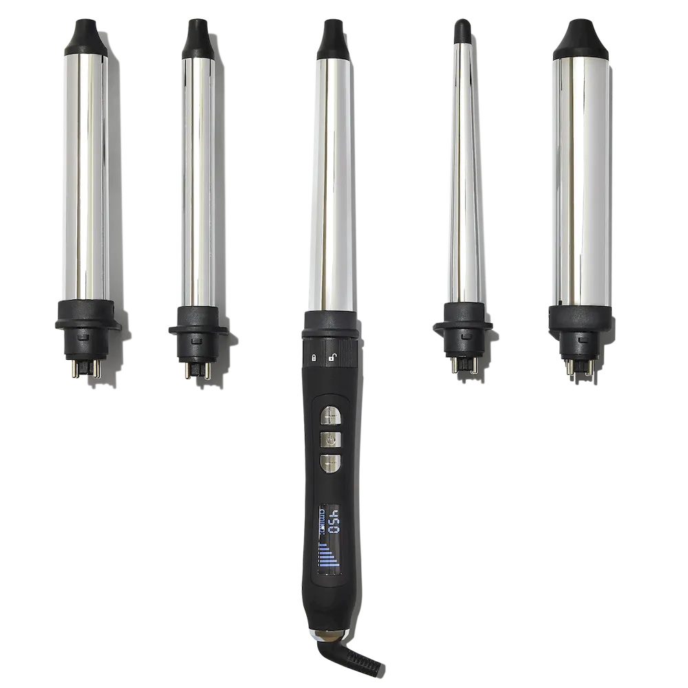 the chameleon 5 in 1 curling wand, interchangeable barrels