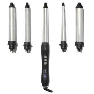 the chameleon 5 in 1 curling wand, interchangeable barrels