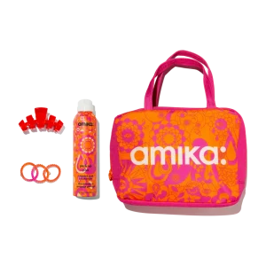 amika x TELETIES necessities set 3 pc hair ties, clip, essentials bag + perk up plus