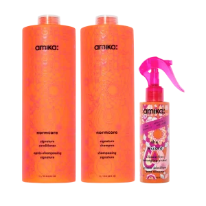 super-sized signature set normcore nourishing shampoo + conditioner + the wizard silicone-free detangling primer