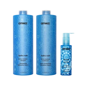 super-sized hydration set hydro rush intense moisture shampoo + conditioner + dream routine overnight treatment