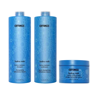 super-sized hydration set hydro rush intense moisture shampoo, conditioner + hair mask with hyaluronic acid