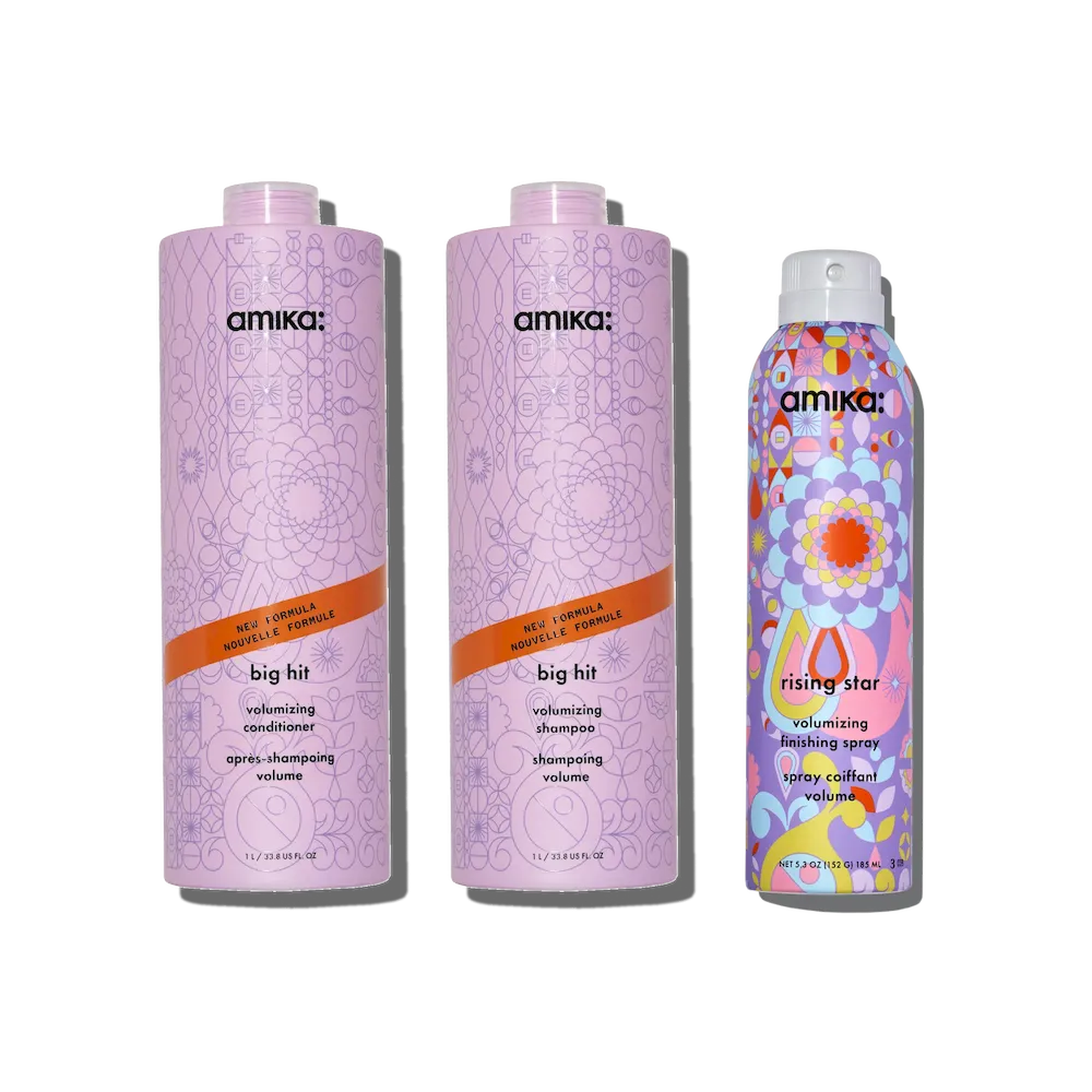 super-sized iconic volume bundle big hit volumizing shampoo, big hit volumizing conditioner + rising star volumizing finishing spray