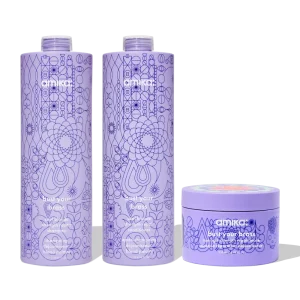 super-sized blonde set bust your brass cool blonde shampoo + conditioner + intense repair hair mask