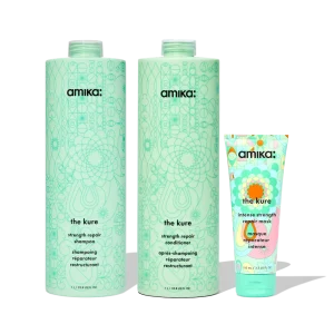 super-sized strength repair set the kure shampoo, conditioner + mask