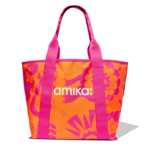 tote bag pink + orange signature print