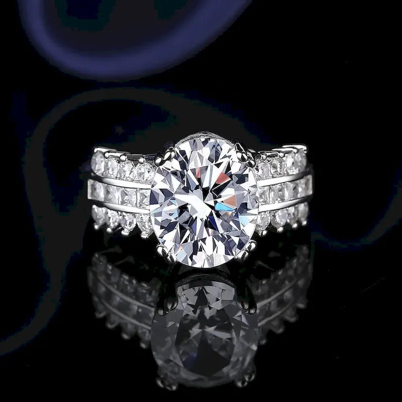 Wholesale Women Fashion Simple White Rhinestone Square Ring