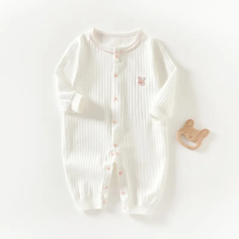 Wholesale Kids Baby Boys Girls Casual Cute Solid Color Cartoon Print Long Sleeve Romper - Image 11