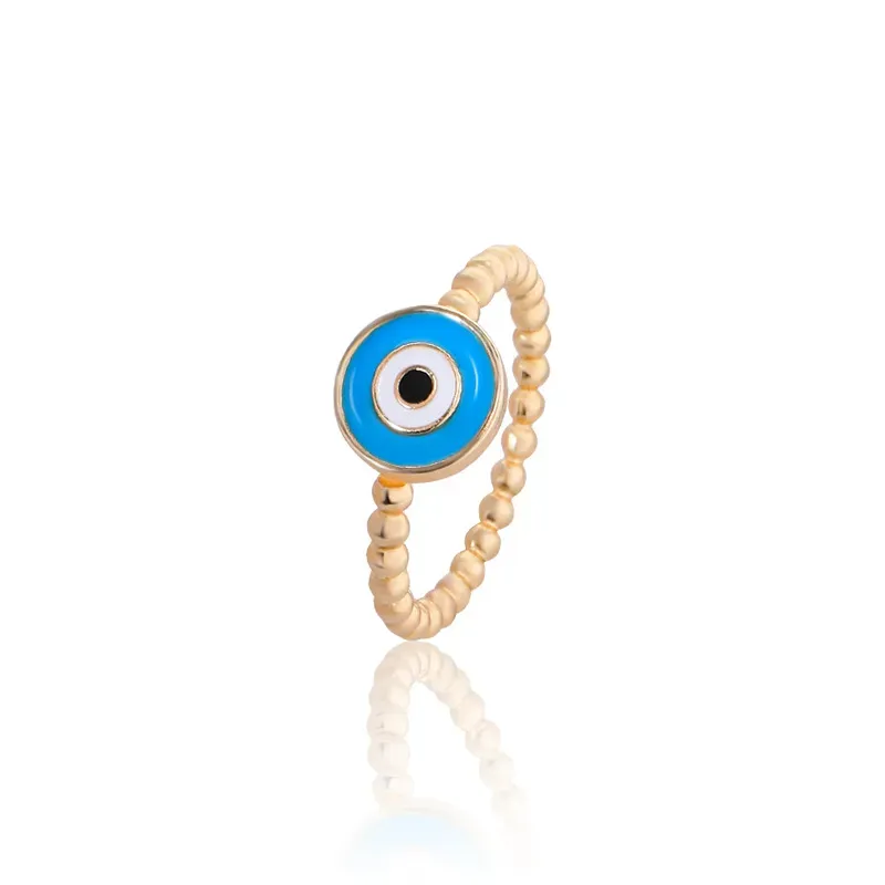 Wholesale Women Fashion Oil Painting Gold Plated Devil Eye Ring - Image 21