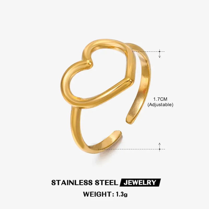 Wholesale Simple Fashion Stainless Steel Heart Ring - Image 23