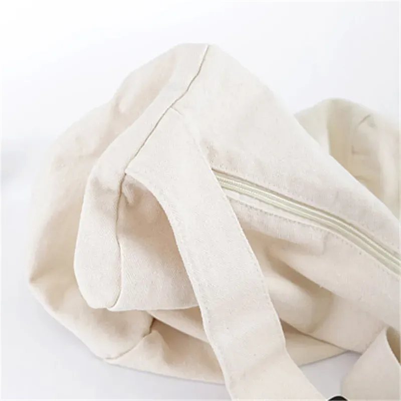 Women Fashion Solid Color Zipper Canvas Shoulder Bag - Image 3