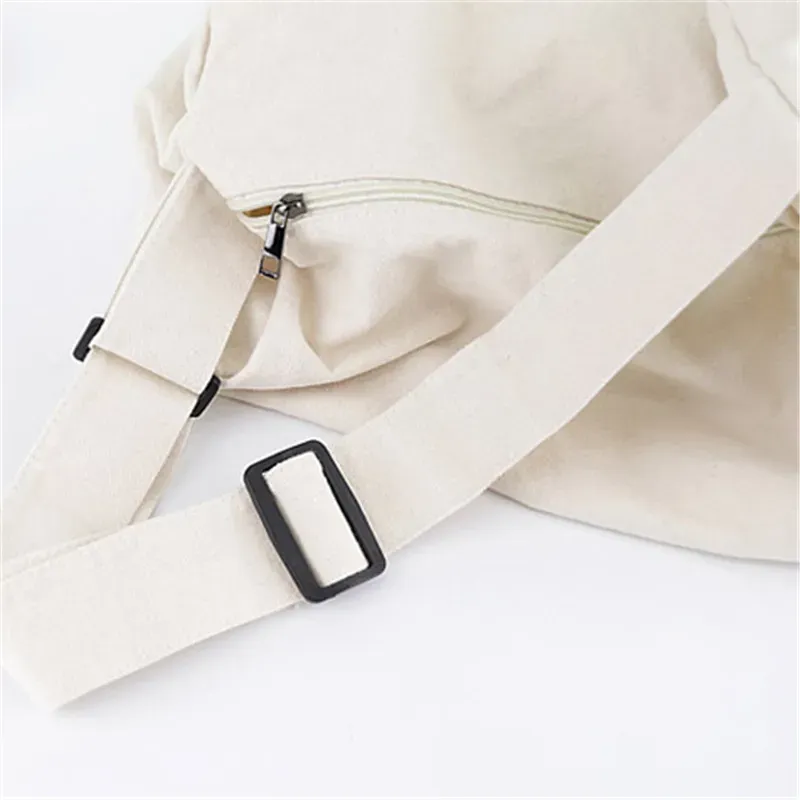 Women Fashion Solid Color Zipper Canvas Shoulder Bag - Image 6