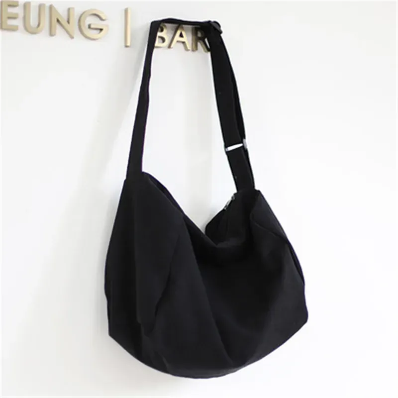 Women Fashion Solid Color Zipper Canvas Shoulder Bag - Image 10