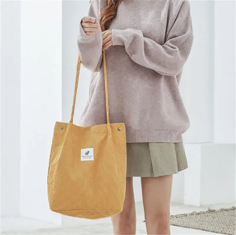 Women Fashion Large Capacity Corduroy Tote Bag - Image 5