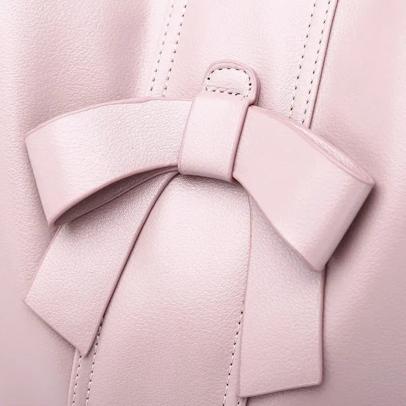 Women Fashion Solid Color Bow Decor PU Backpacks - Image 3