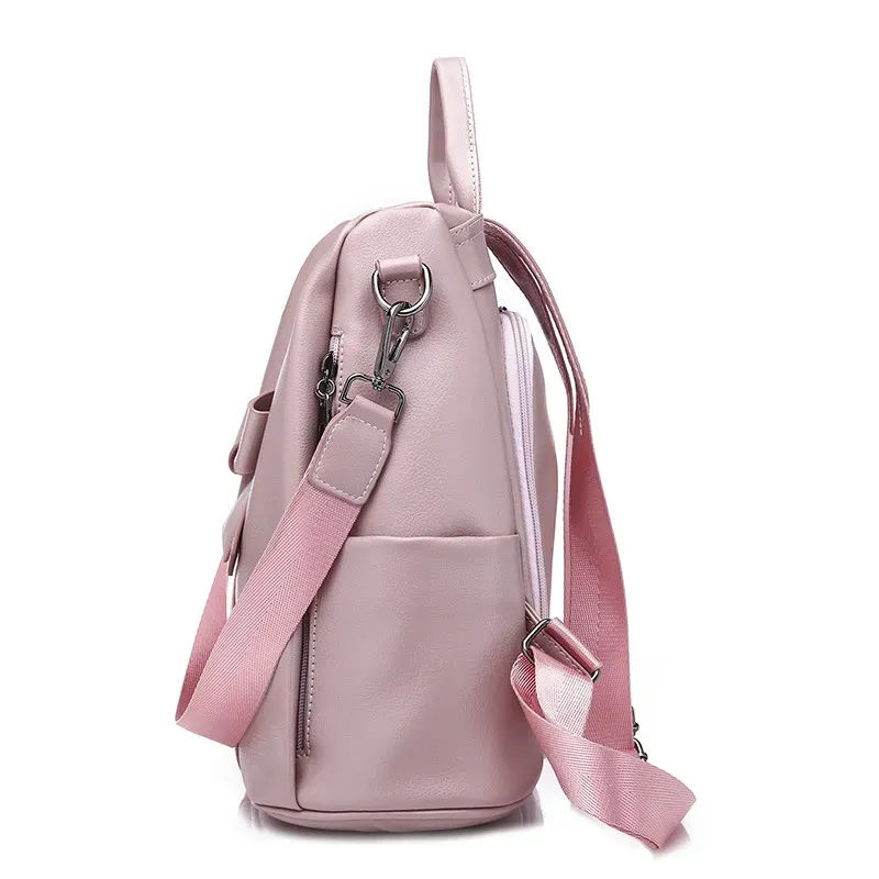 Women Fashion Solid Color Bow Decor PU Backpacks - Image 4