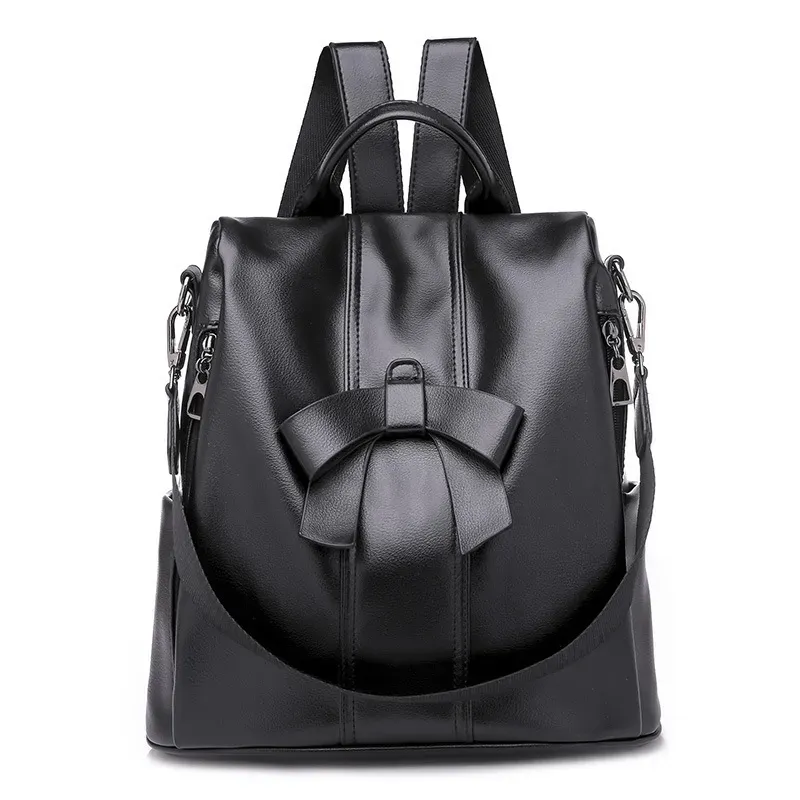 Women Fashion Solid Color Bow Decor PU Backpacks - Image 6