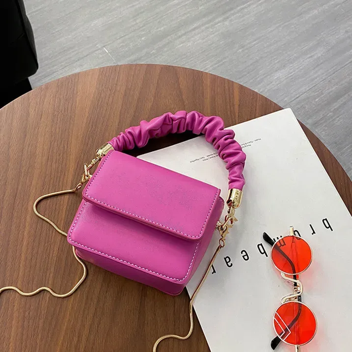 Women Solid Color Metal Chain Mini Shoulder Bag - Image 4