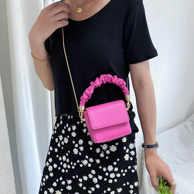 Women Solid Color Metal Chain Mini Shoulder Bag - Image 5