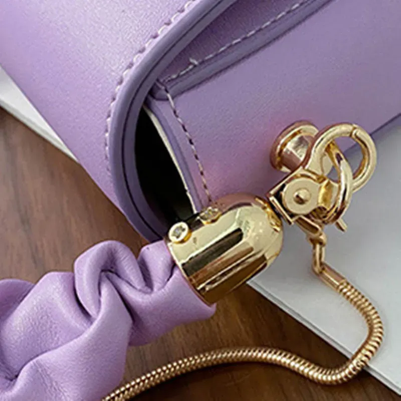 Women Solid Color Metal Chain Mini Shoulder Bag - Image 15