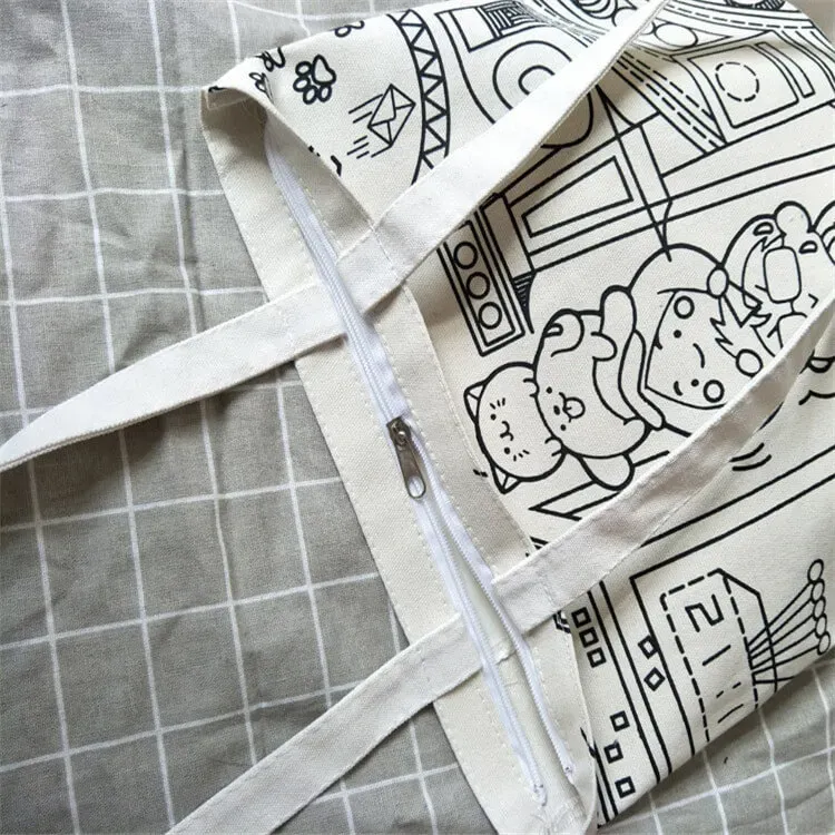 Women Fashion Cartoon Print Canvas Shoulder Bag - Image 4