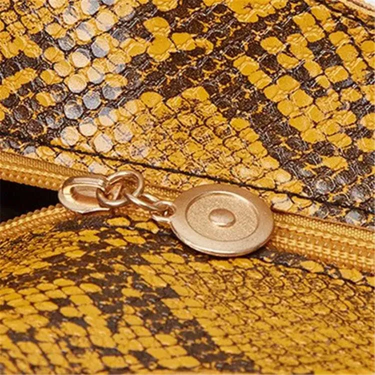Women Fashion Snakeskin Print Large Capacity Tassel Tote Shoulder Bag - Image 6