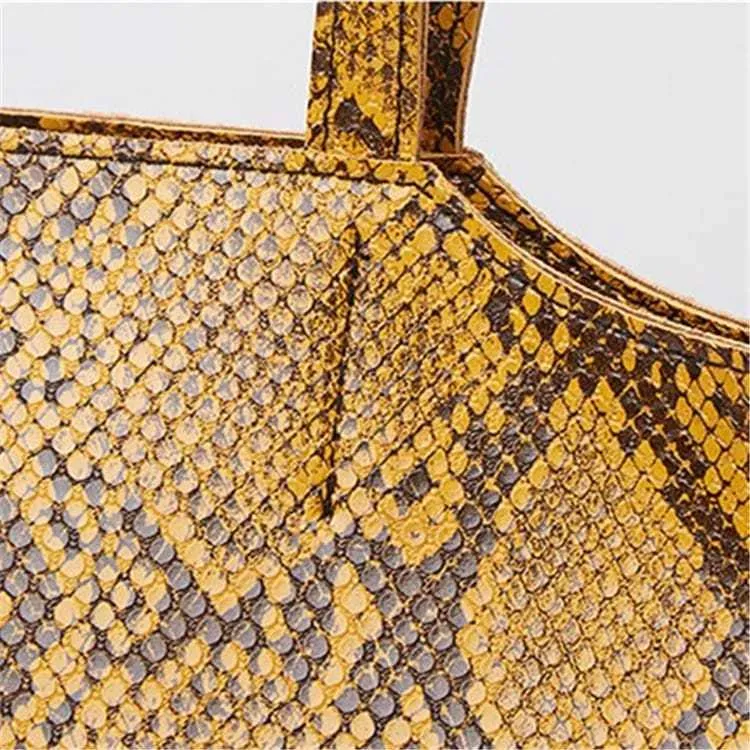 Women Fashion Snakeskin Print Large Capacity Tassel Tote Shoulder Bag - Image 7