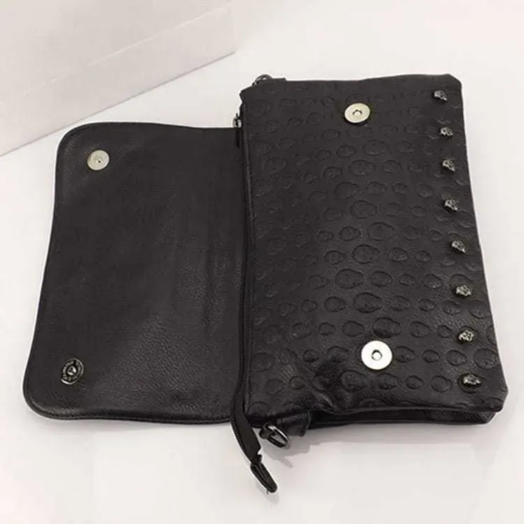 Women Fashion Solid Color Skull Rivet Decoration Crossbody Bag - Image 3