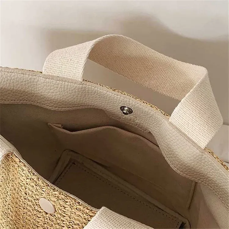 Women Fashion Patchwork Large Capacity Weave Shoulder Bag - Image 8