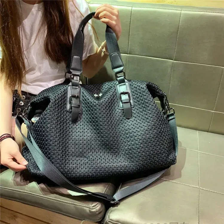 Women Simple Solid Color Patchwork Large Capacity Duffel Bag