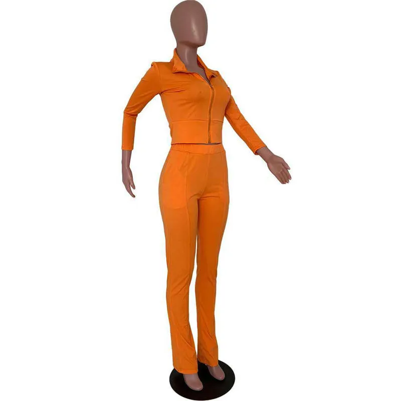 S-2XL Women Casual Solid Color Long Sleeve Top And Pant Sports Two Piece Set - Image 7