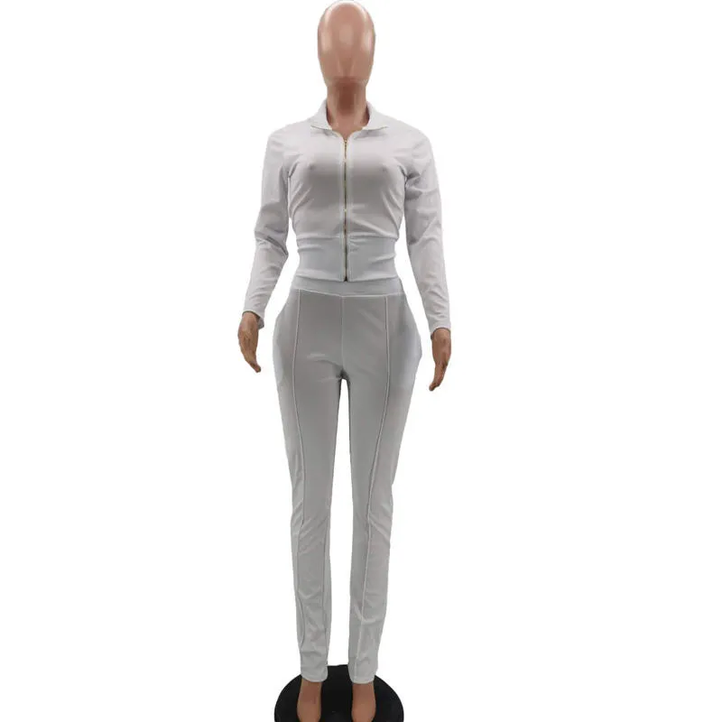 S-2XL Women Casual Solid Color Long Sleeve Top And Pant Sports Two Piece Set - Image 16
