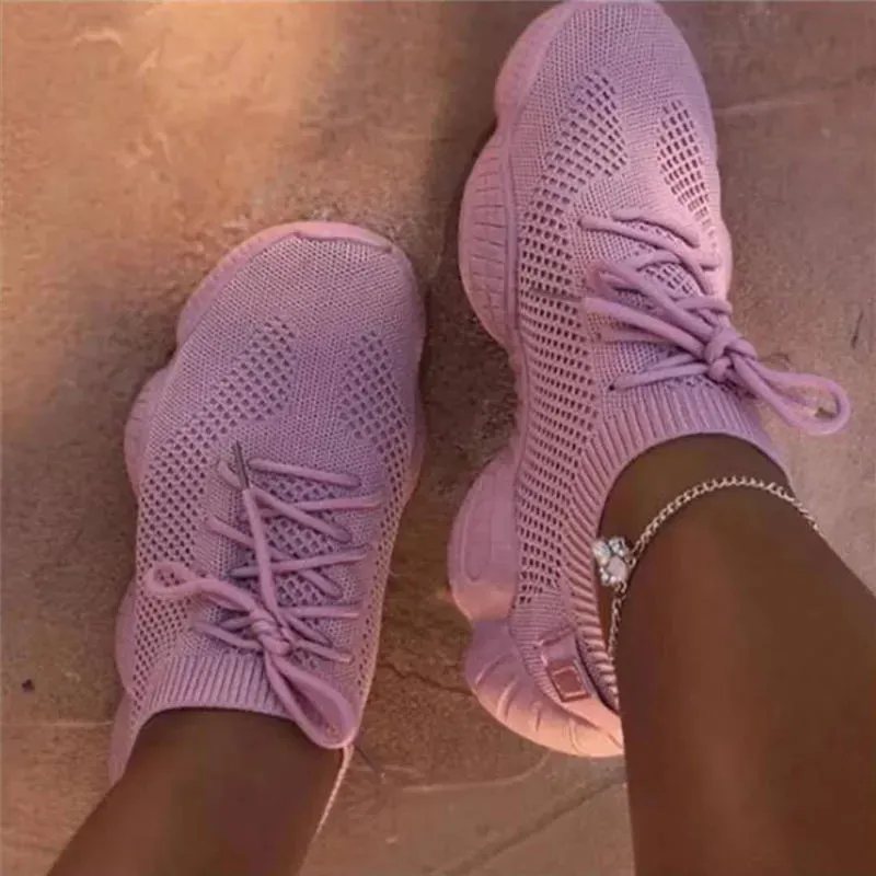 Women Fashion Casual Solid Color Breathable Mesh Sneakers - Image 7
