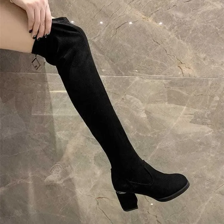 Size:4.5-7.5 Women Fashion Solid Color Over The Knee Boots - Image 7