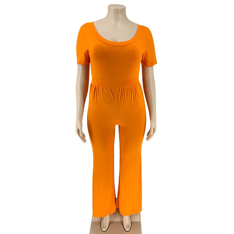 XL-5XL Women Plus Size Solid Color Wide Leg Jumpsuits - Image 3