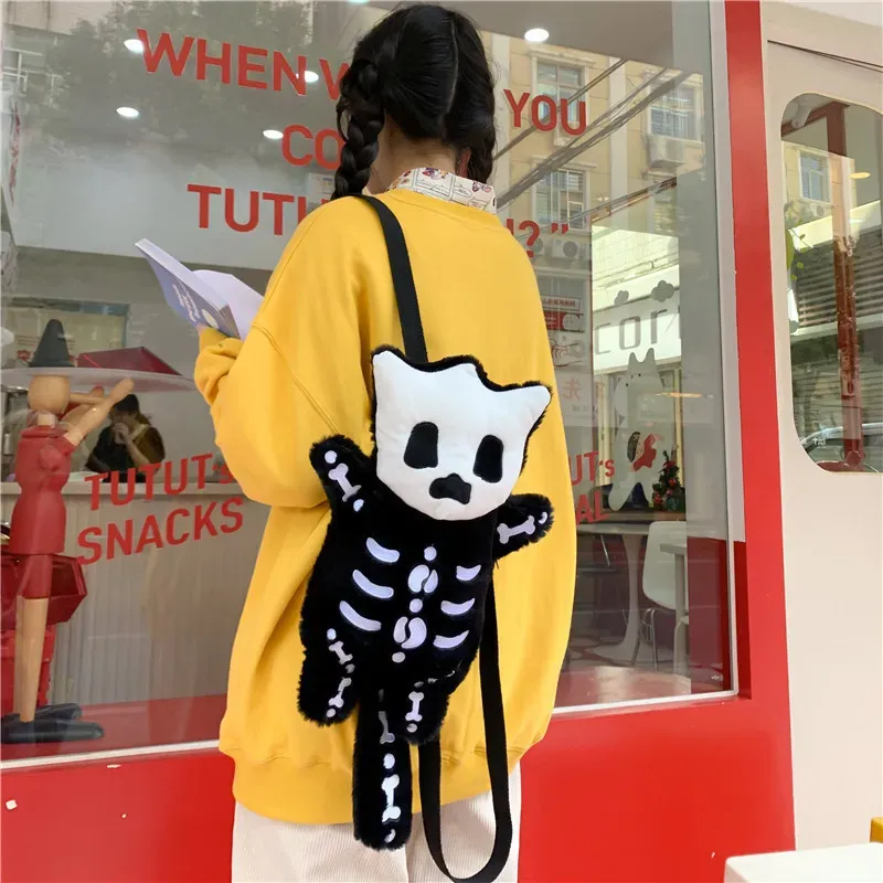 Funny Little Monster Women Cartoon Design Color Blocking Shoulder Handle Bag - Image 3