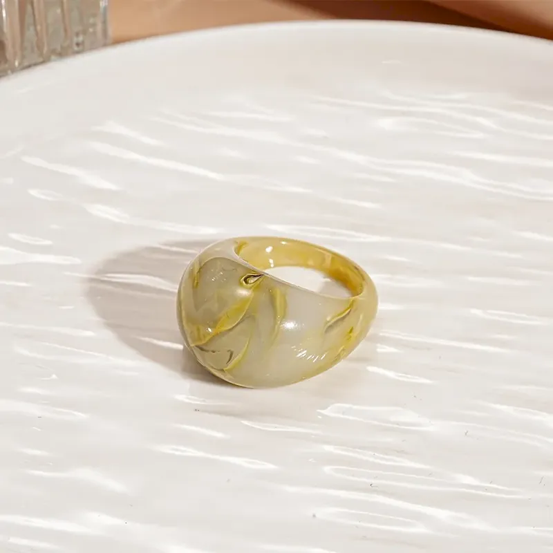Wholesale Women Fashion Retro Geometric Resin Oval Ring - Image 7