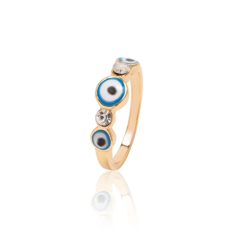Wholesale Women Fashion Oil Painting Gold Plated Devil Eye Ring - Image 10