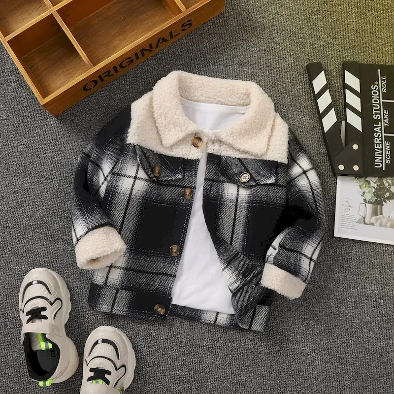 Wholesale Kids Baby Boys Girls Spring Autumn Casual Long Sleeve Plush Coat - Image 6