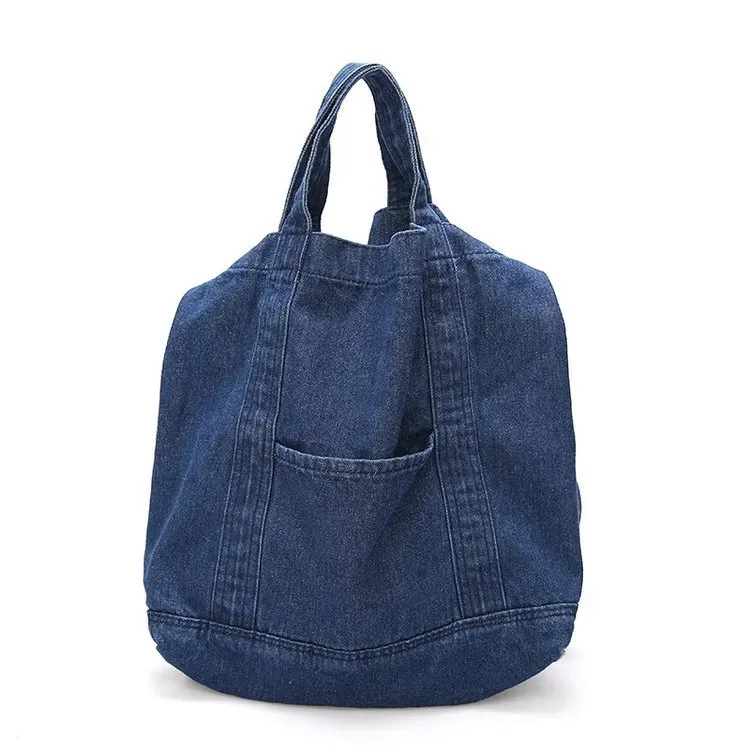Denim Women Casual Design Large Capacity Shoulder Handle Bag Shopping Bag - Image 6