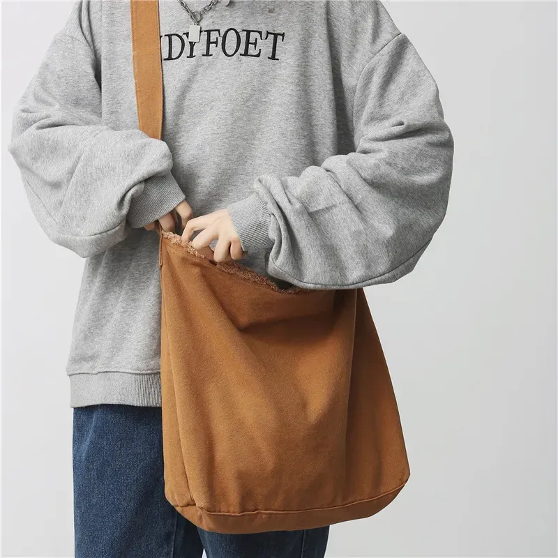 Women Casual Design Solid Color Canvas Large Capacity Shoulder Handle Bag