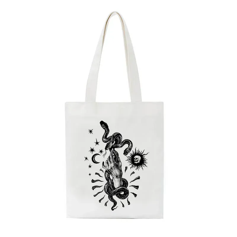 Women Cute Cartoon Graphic Print Large Capacity Canvas Tote Bag - Image 9