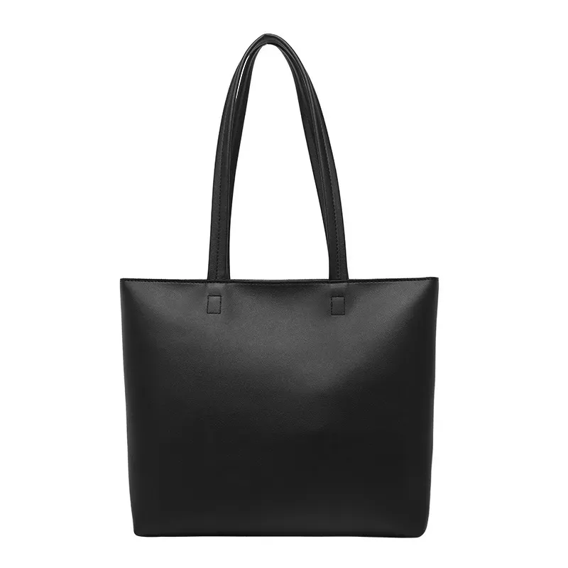 Women Fashion Basic Zipper Design Solid Color Large Capacity PU Tote Bag - Image 6