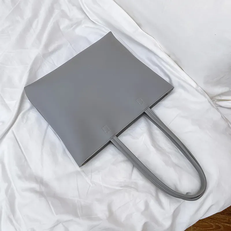 Women Fashion Basic Zipper Design Solid Color Large Capacity PU Tote Bag - Image 10