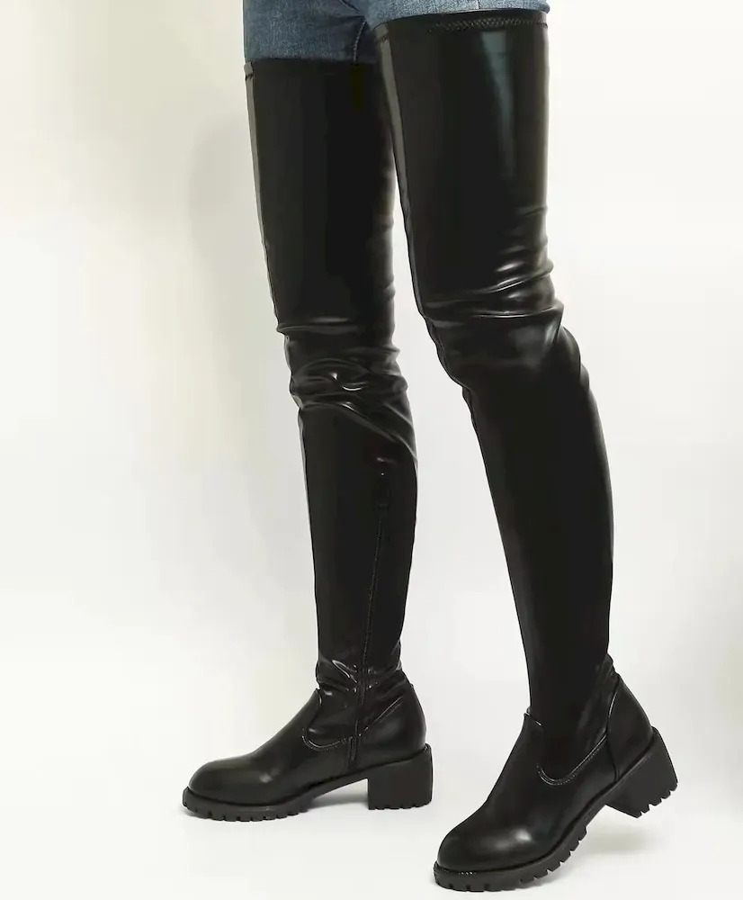 Women Fashion Over Knee Platform Round Toe Over The Knee Boots - Image 9