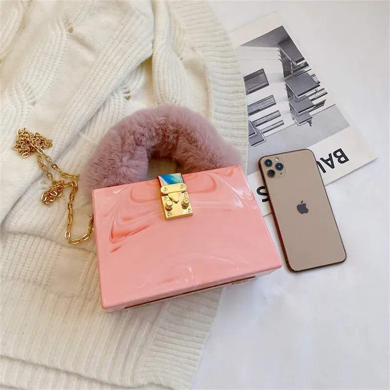 Fashionable Tie Dye Acrylic Plush Tote Shoulder Bag - Image 4