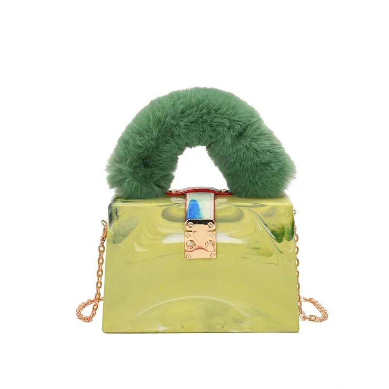 Fashionable Tie Dye Acrylic Plush Tote Shoulder Bag - Image 8