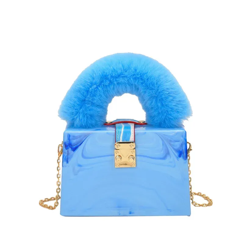 Fashionable Tie Dye Acrylic Plush Tote Shoulder Bag - Image 9